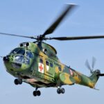 Un elicopter militar caută marinarii dispăruţi după scufundarea navei Mohammad Z, lângă Sf. Gheorghe Romanian air force IAR 330 Puma during Carpathian Summer 19 cropped