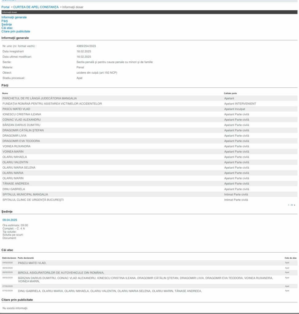 Curtea de Apel Constanța a stabilit primul termen pentru cazul Vlad Pascu bb8aae74 40ff 441b 9cea 824e3476e92d