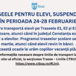 CT Bus: Traseele pentru elevi, suspendate în perioada 24-28 februarie suspendare curse elevi