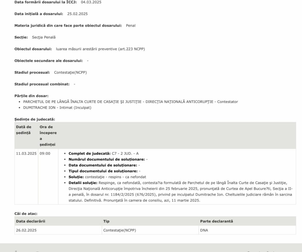 UPDATE Definitiv: Ion Dumitrache rămâne sub control judiciar / ÎCCJ a respins contestația DNA / FOTO VIDEO WhatsApp Image 2025 03 11 at 16.06.34 1