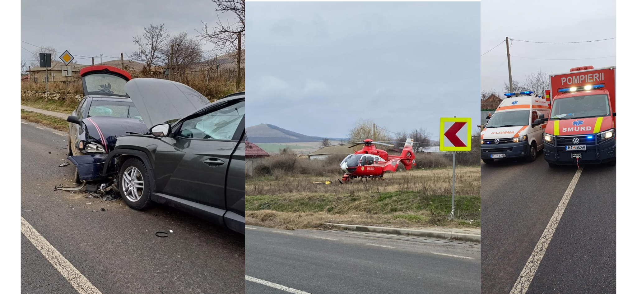 FOTO Accident rutier grav soldat cu 7 victime, în județul Tulcea / Trafic blocat pe DN 22A / Un bărbat a fost preluat de elicopterul UPDATE accident tulcea 7 victime