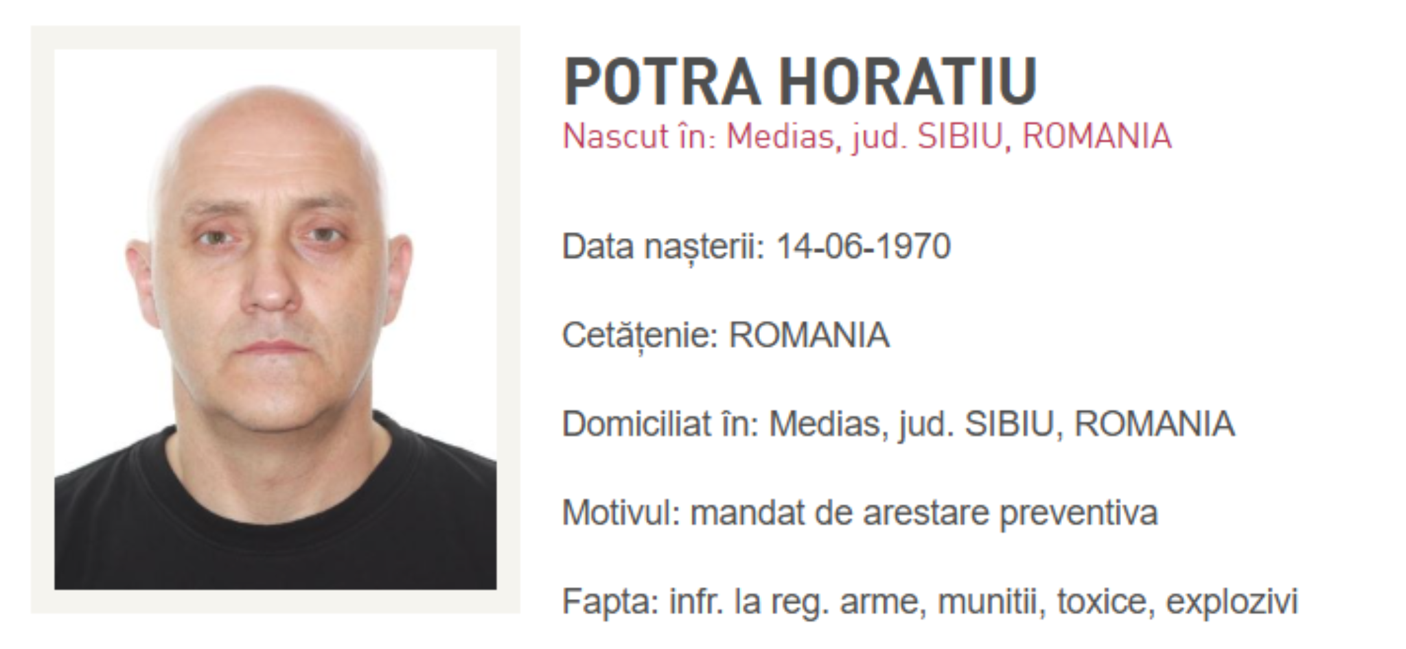 Poliția are noi indicii despre locul în care s-ar afla Horațiu Potra, dat în urmărire internațională potra politia romana