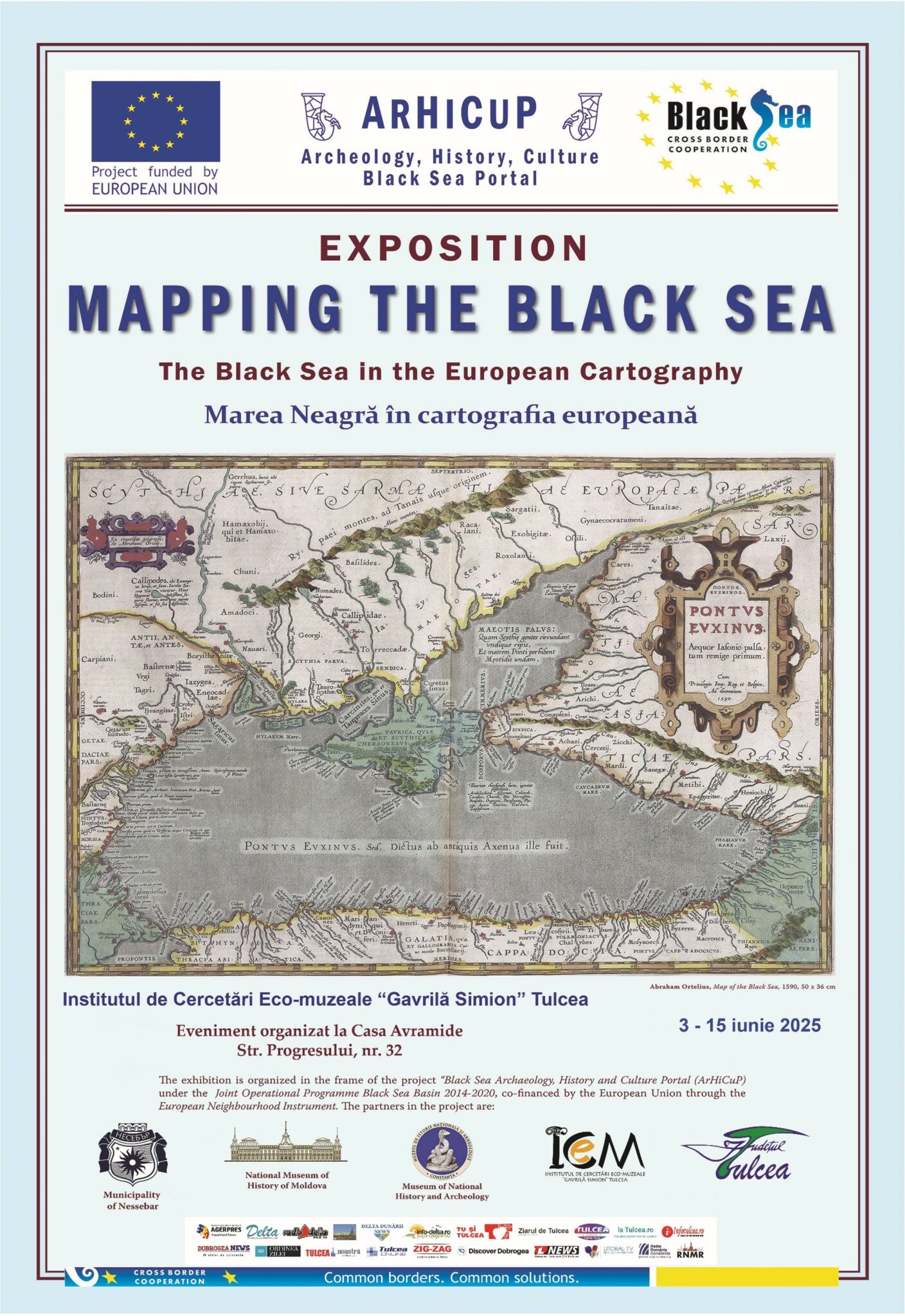 Expoziția Mapping the Black Sea. Marea Neagră în cartografia europeană la Institutul de Cercetări Eco-muzeale „Gavrilă Simion” din Tulcea Afis expozitie Mapping the Black Sea