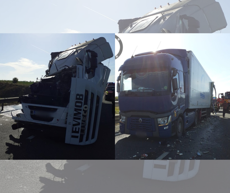 FOTO VIDEO Accident între două TIRURI, cu o persoană ÎNCARCERATĂ, pe Autostrada A2. Intervine elicopterul SMURD Design fara titlu 36