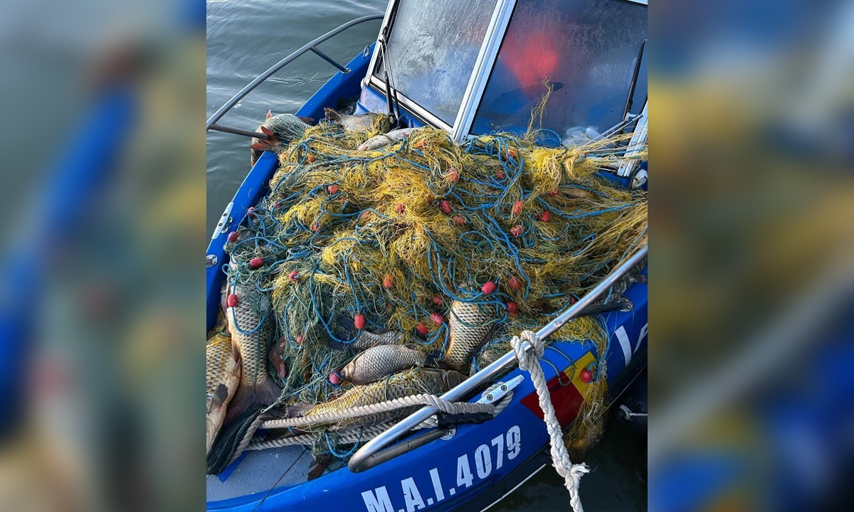 2.000 de metri de plase cu 170 de kilograme de pește, descoperite de polițiștii de frontieră în Biosfera Delta Dunării Imagine WhatsApp 2025 05 05 la 13.50.30 1ed857c3
