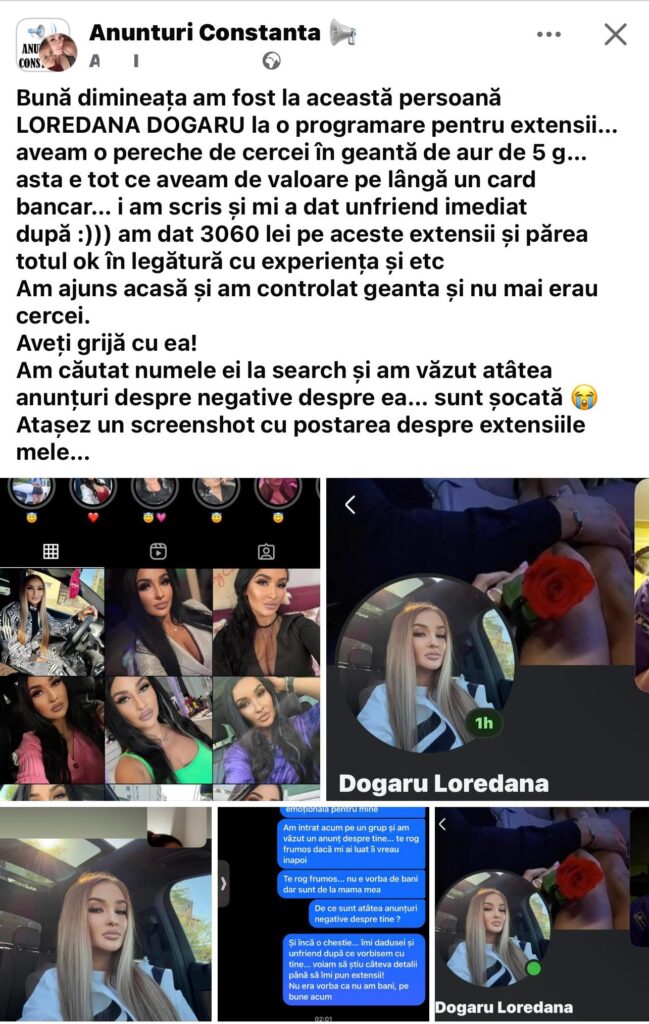 Furturi și reclamații la un salon de înfrumusețare din Constanța: O angajată, acuzată că își „lipsește” clientele de bijuterii 2 Furturi și reclamații la un salon de înfrumusețare din Constanța: O angajată, acuzată că își „lipsește” clientele de bijuterii Imagine WhatsApp 2025 05 23 la 14.54.16 772e86ef