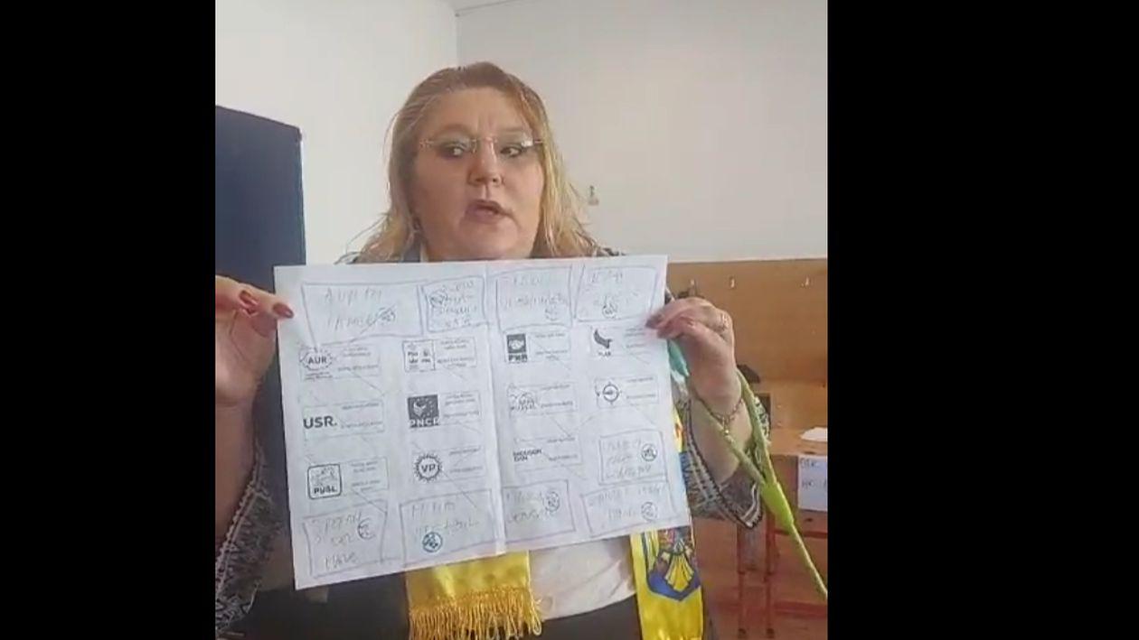 Șoșoacă a făcut circ la secția de votare. S-a trecut pe buletin alături de Vlad Țepes și Ștefan cel Mare și a "votat" în afara cabinei captura sosoaca