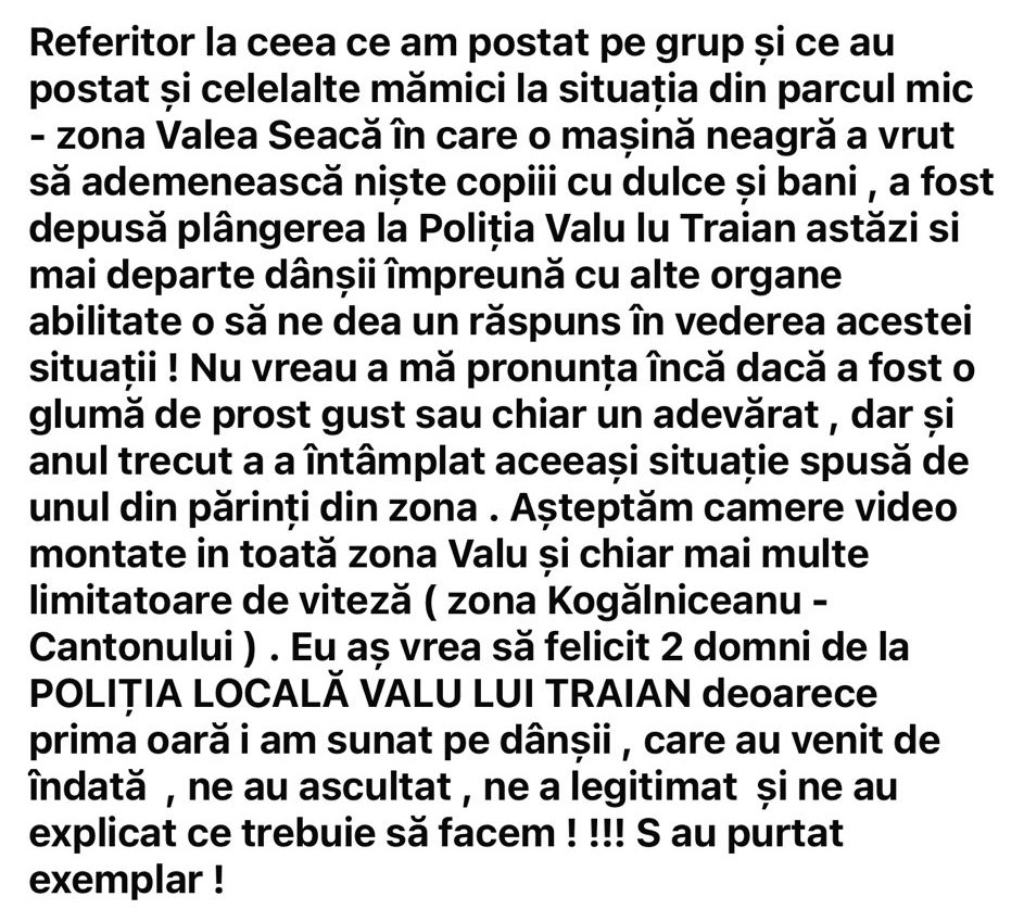 BREAKING Copii ademeniți cu bani și dulciuri pentru a urca într-o mașină, în Valu lui Traian. Părinții au depus plângere la Poliție / UPDATE Ce spune IPJ Constanța 3 BREAKING Copii ademeniți cu bani și dulciuri pentru a urca într-o mașină, în Valu lui Traian. Părinții au depus plângere la Poliție / UPDATE Ce spune IPJ Constanța 1c7865ca 2d51 4b3c a09b 5c7ce3bc4050