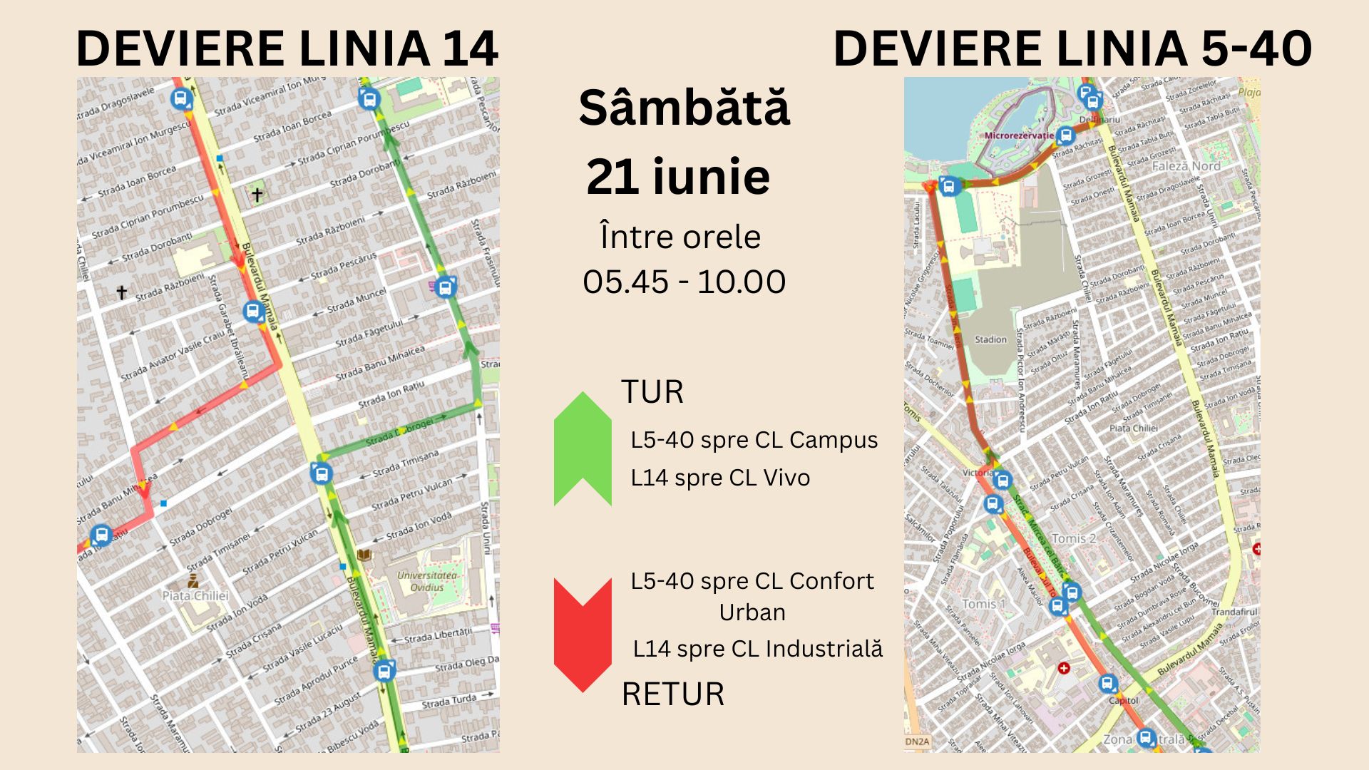 CT Bus anunță că liniile 5-40 și 14 vor fi deviate sâmbătă, 21 iunie 508892204 122192796350272708 3586616602937100898 n