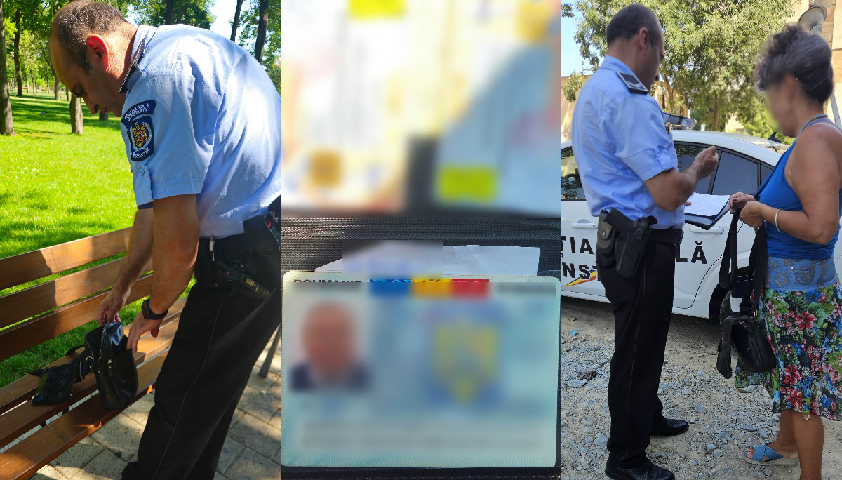 Borsetă cu bani și acte, găsită de polițiștii locali în Parcul Tăbăcăriei și returnată proprietarului Fotoram.io
