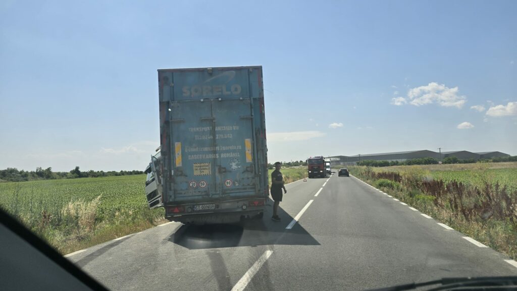 FOTO Un camion care transportă animale a ieșit de pe șosea, în zona satului Culmea din Constanța 3 FOTO Un camion care transportă animale a ieșit de pe șosea, în zona satului Culmea din Constanța Imagine WhatsApp 2025 06 26 la 14.13.59 350d765e