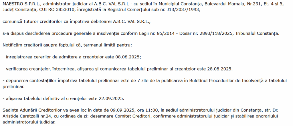 Firma ABC Val, implicată în dosarul de luare și dare de mită din Portul Constanța, a intrat în insolvență 2 Firma ABC Val, implicată în dosarul de luare și dare de mită din Portul Constanța, a intrat în insolvență ee 4
