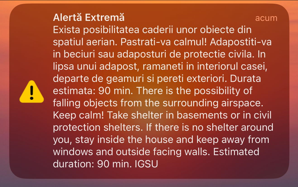 Alertă la granița României din cauza atacurilor armatei ruse. S-a dat mesaj RO-Alert ew 1