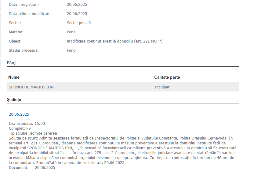 Măsura arestului la domiciliu, MODIFICATĂ pentru fostul manager al Spitalului Cernavodă, Sponoche 2 Măsura arestului la domiciliu, MODIFICATĂ pentru fostul manager al Spitalului Cernavodă, Sponoche image 43