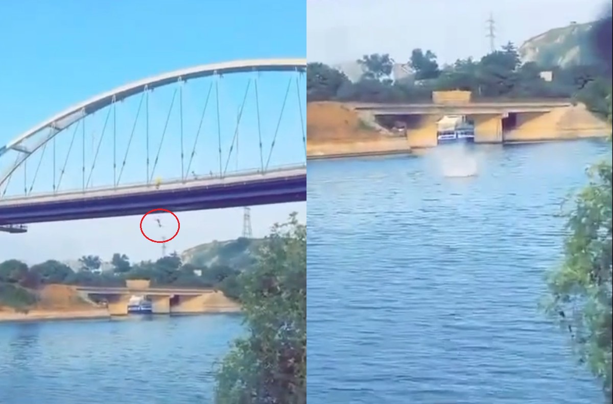 VIDEO Momentul în care tânărul de 22 de ani a sărit de pe podul de la Murfatlar, filmat de trecători www