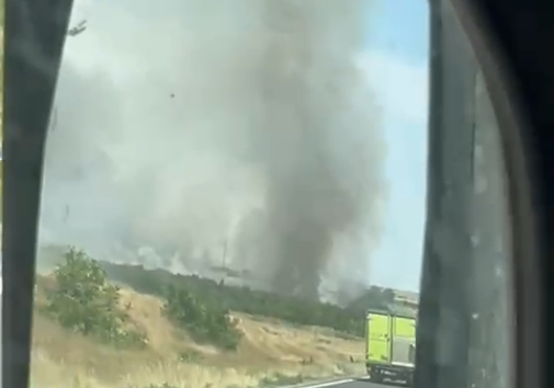 FOTO VIDEO Pericol! Arde vegetația uscată de pe islazul localității Castelu 3 3