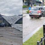 Sunt puțin 11 răniți după ce acoperișul gării din Sinaia a fost smuls de vijelie și aruncat peste DN1 IMG 0329