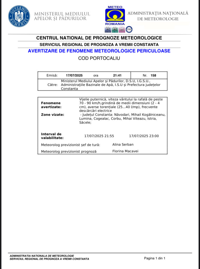 UPDATE Cod Roșu de furtună în județul Constanța. Ro-Alert emis pentru mai multe localități IMG 5216