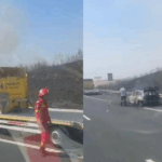 VIDEO O mașină a luat foc pe Autostrada A2 / Incendiul s-a extins la vegetația uscată din zonă UPDATE Untitled design35