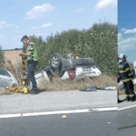 FOTO VIDEO Accident între două mașini pe Autostrada Soarelui / Una dintre ele s-a răsturnat accident a2