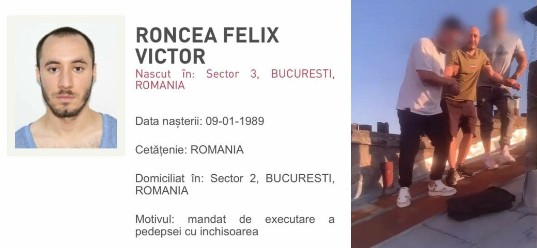 Felix Roncea, dat în urmărire națională pentru viol, a fost prins pe acoperișul unei clădiri din Capitală felix roncea