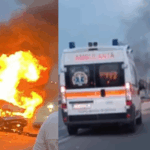 FOTO VIDEO Mașină intrată în pod și cuprinsă de foc în Constanța/ O victimă a ieșit singură din autoturism și a fost dusă la spital UPDATE foc masina pod de butelii