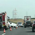 Accident rutier: O mașină s-a răsturnat pe Autostrada Soarelui foto accident Autostrada A1