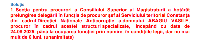 OFICIAL Vasile Abagiu rămâne la conducerea DNA Constanța: delegarea, prelungită de CSM 2 OFICIAL Vasile Abagiu rămâne la conducerea DNA Constanța: delegarea, prelungită de CSM image 29