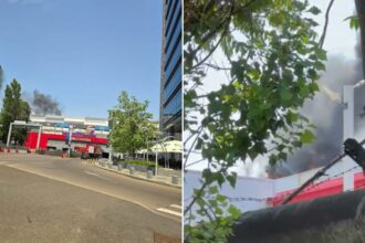 Incendiul de la AFI Cotroceni a fost localizat, au ars panouri fotovoltaice de pe acoperiș. Pompierii au evacuat 1.000 de oameni incendiu afi
