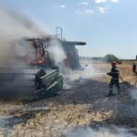 O combină a luat foc, între Corbu și Vadu incendiu galati combina