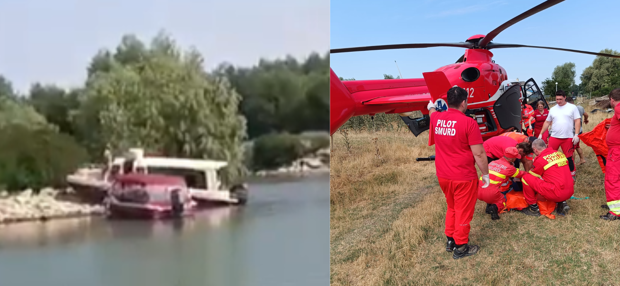 FOTO VIDEO Accident naval în Tulcea: O ambarcaţiune cu 12 persoane a intrat în mal / O femeie a fost preluată de elicopterul SMURD UPDATE tulcea accident naval