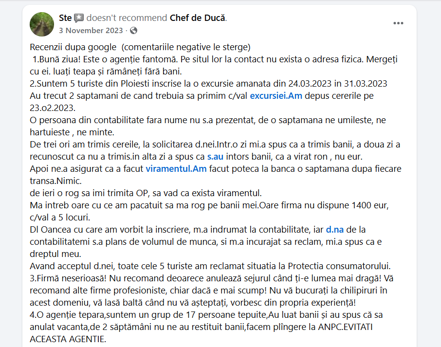 FOTO Ea este femeia acuzată că a păcălit zeci de oameni cu vacanțe fantomă – mărturiile clienților înșelați/ Percheziții la agenția de turism „Chef de ducă” din Constanța 5 FOTO Ea este femeia acuzată că a păcălit zeci de oameni cu vacanțe fantomă – mărturiile clienților înșelați/ Percheziții la agenția de turism „Chef de ducă” din Constanța image 10
