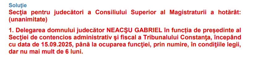 DOCUMENT/ CSM a aprobat mai multe schimbări la Tribunalul Constanța, inclusiv numirea noului președinte al Secției de contencios administrativ și fiscal 2 DOCUMENT/ CSM a aprobat mai multe schimbări la Tribunalul Constanța, inclusiv numirea noului președinte al Secției de contencios administrativ și fiscal image 5
